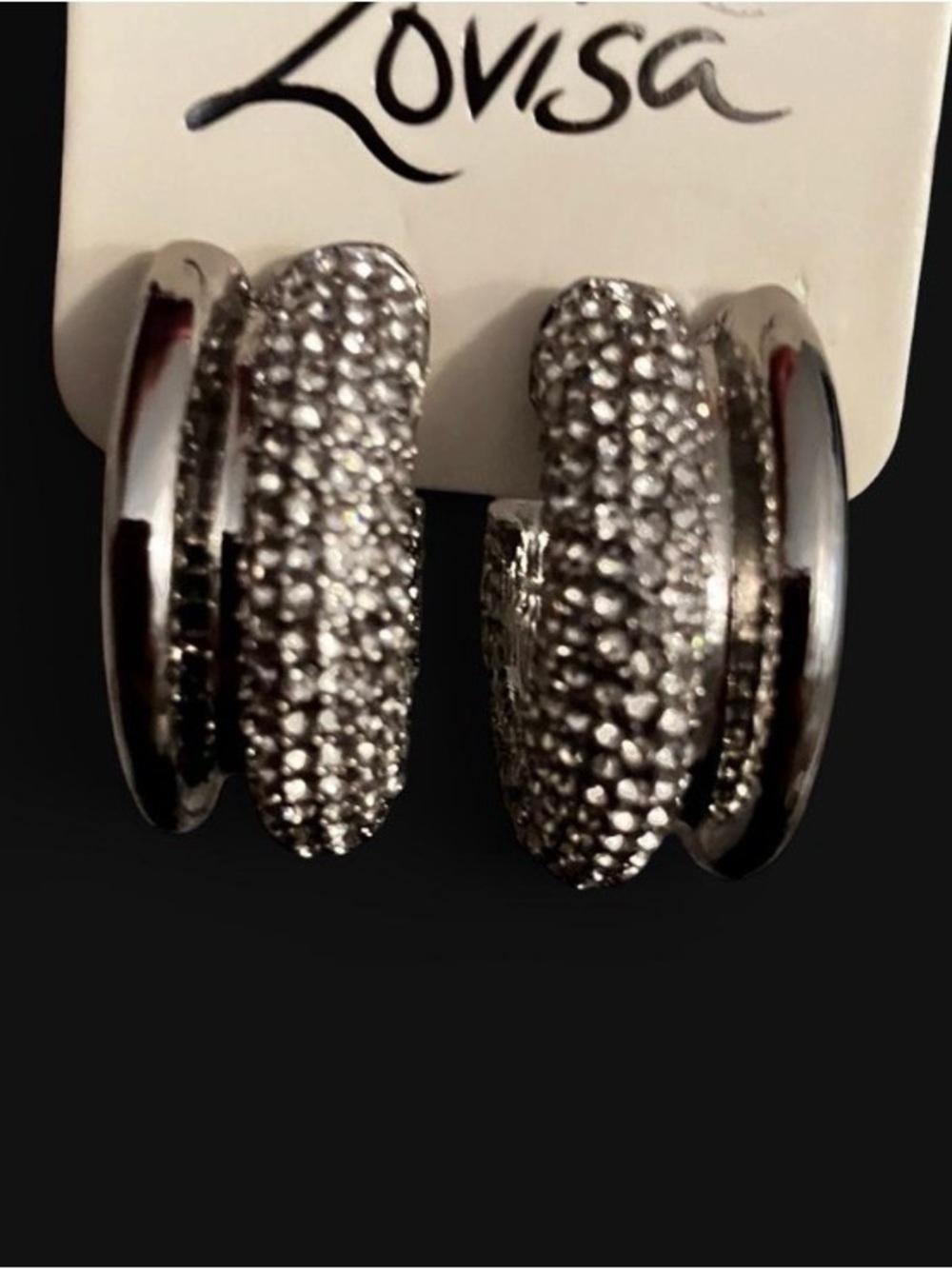 Lovisa Silver-Tone Pave Statement Huggie Earrings